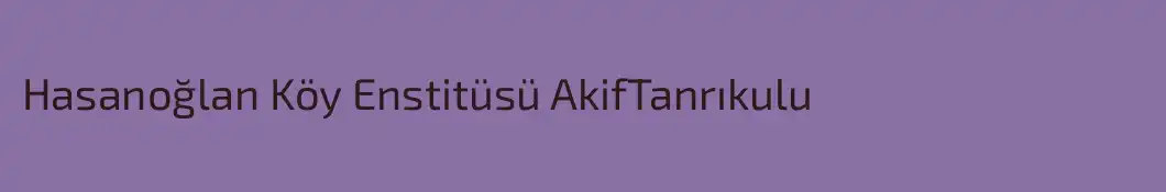 Hasanoğlan Köy Enstitüsü AkifTanrıkulu
